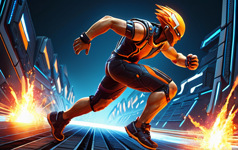 A dynamic TalesRunner character, mid-sprint, with a background that visually morphs from outdated, pixelated game elements into sharp, vibrant, futuristic designs, symbolizing the ever-evolving game meta and the constant need for adaptation. Emphasize speed, change, and the blend of past and future. High energy, motion blur.